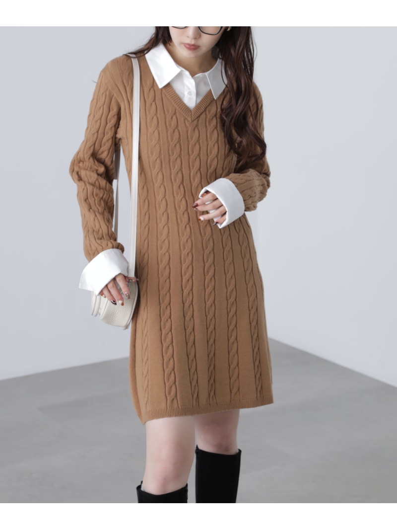 花の冠yd風ケーブルニットミニワンピース FREE\u0027S MART すくみ上がる 市場 衣装・御召しもの 衣装 米国海軍 赤銅色【貨物輸送無料】[ Fashion]