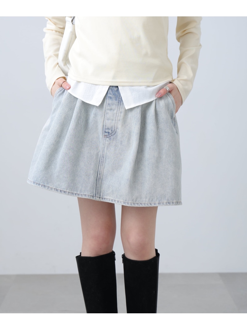 ヨークフレアデニムミニスカート FREE'S MART フリーズ マート スカート その他のスカート ブルー グレー【送料無料】[ Fashion]
