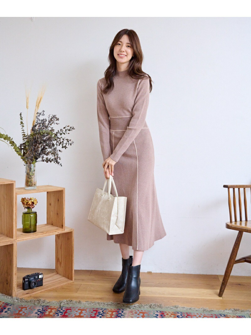 配色パイピングニットワンピース Free S Mart フリーズ マート ワンピース ドレス その他のワンピース ブラウン ブラック グリーン Rakuten Fashion 古典