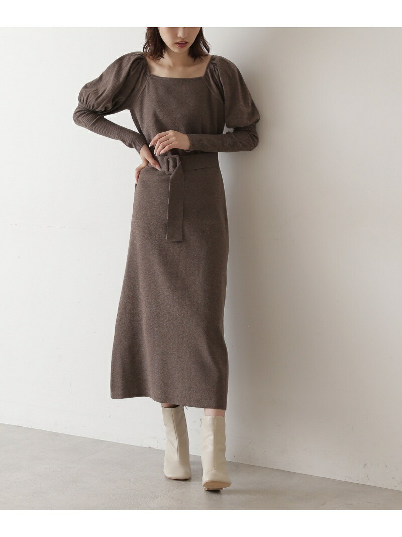 ボリュームスリーブロングニットワンピース Free S Mart フリーズ マート ワンピース ワンピースその他 ブラウン ホワイト レッド 先行予約 送料無料 Rakuten Fashion Alittlepeaceofmind Co Uk