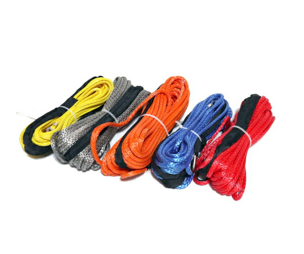 赤とグレーの2本セットです　合成ファイバーロープ　ウインチ用 cllink_fiberrope03