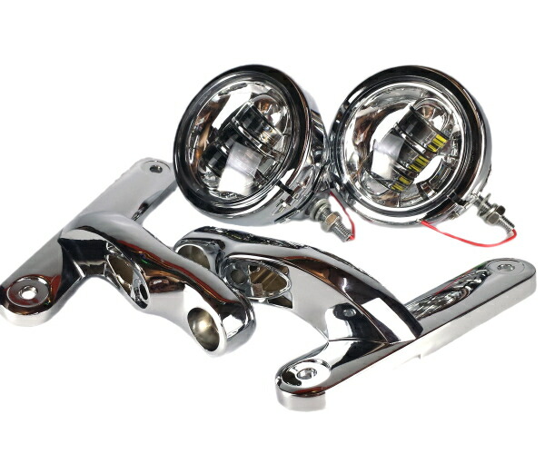 ~2013 ハーレー ツーリングモデル用 LEDフォグランプ&ブラケット バガー HOGG カスタムFLHX FLHTCU FLHRストグラ ローキン ウルトラ 黒 メッキ|フリーステージ店