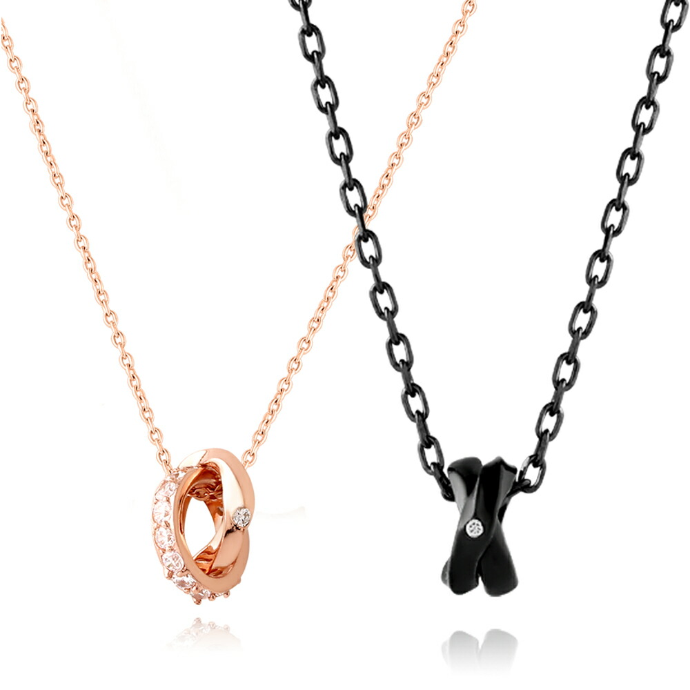 FREE STYLE 公式サイト ツイスト ダブルリングトップ シルバー ペアネックレス ペアアクセサリー ペア ネックレス・ペンダント ダイヤモンド キュービックジルコニア 記念日 プレゼント ギフト FSP1023MBRH-1023LPG セット シンプル フリースタイル 【送料無料】