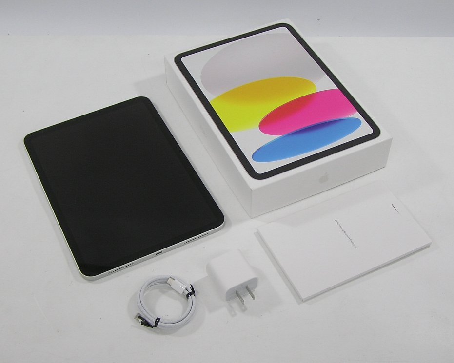 □■Apple iPad/アイパッド 第10時人 Wi-Fiひな形 10.9in 64GB A2696（MPQ03J/A） しろがね色 乾電池94％ ACアダプター・有線テレビ付き添い人 美品です！ 【中古】 貨物輸送無料