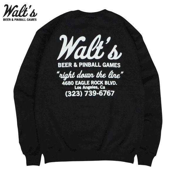 【大売り出し20%OFF】WALT\u0027S BAR/ワルツ・赤ちょうちん LOGO SWEATSHIRT【BLACK/WHITE】