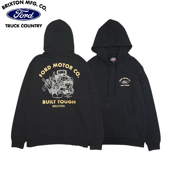 【セール20%OFF】BRIXTON×FORD・FORD BUILT TOUGH FLEECE HOODIE/プルオーバーフーディー022870・BURNT RUBBER