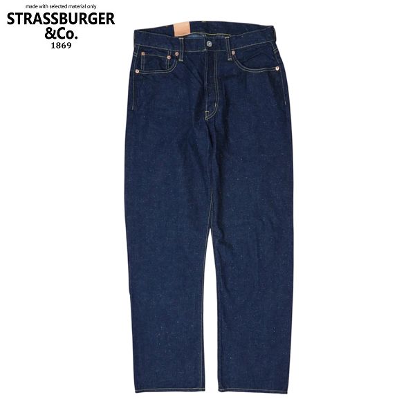 STRASSBURGER\u0026Co./ストラスバーガー JUMBO 12薬局衡オンス NEP DENIM SMALL LUMP STRAIGHT JEANS BF/ネップデニムストレートジーンズ SBJ-120-200XXB