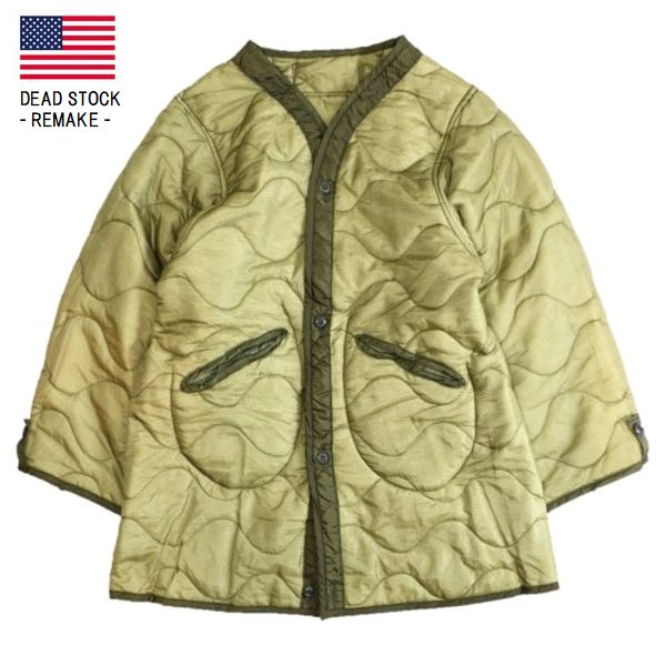 【大売り出し・30%OFF】U.S MILITARY / QUILT LINER HALF COAT リメイクキルティングライナー・OLIVE