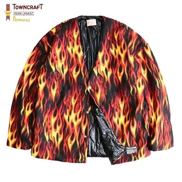 TOWNCRAFT/タウンクラフト REVERSBULE QUILT CARDIGAN/キルトカーディガン・BLACK×FLAMES|FREEWAY店