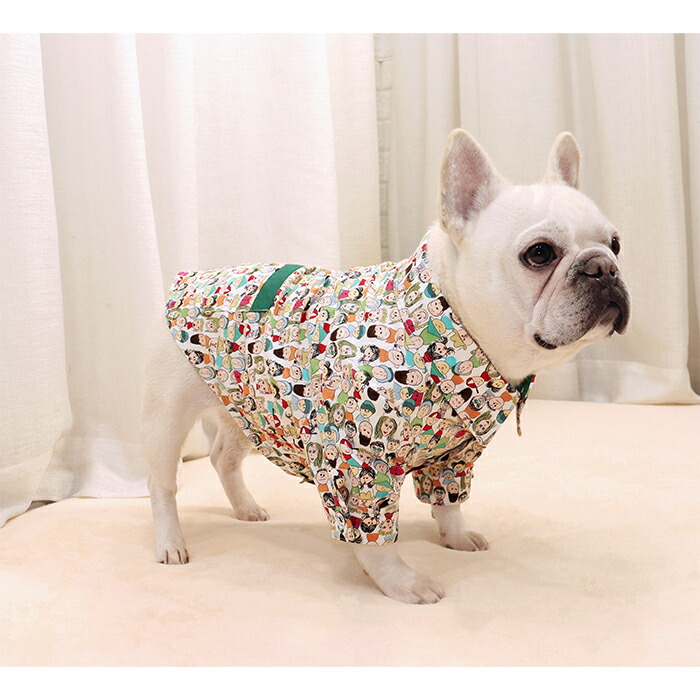 フレンチブルドッグ シャツ フレブル服 襟付きシャツ ドッグウェアお洒落 犬 いぬ服 小型犬 中型犬 グリーンKM441TS 犬用品 