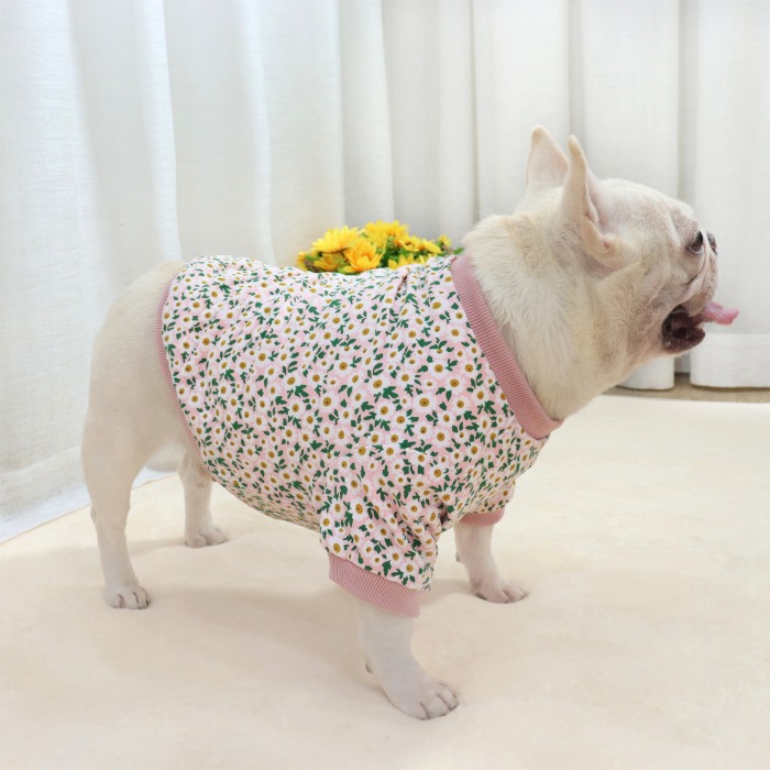 直営限定アウトレット フレンチブルドッグ 服 犬 秋 冬 二層構造 極暖 トレーナー フレブル Tシャツ 犬服 ピンク 花柄 おしゃれ かわいい  ドッグウェア 裏地フリース 暖かい KM412TS rmb.com.ar