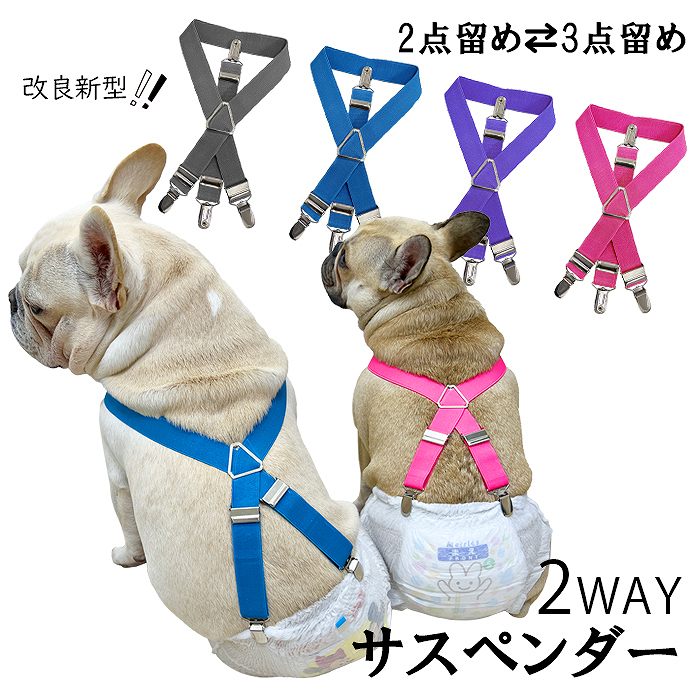 犬用サスペンダー 犬サスペンダー おむつ ずれにくい フレンチブルドック サスペンダー 2点留め 3点留め 無地カラー マナーパンツ 介護 かわいい おしゃれ お買い物マラソン 1000円 Km534g 新作グッ