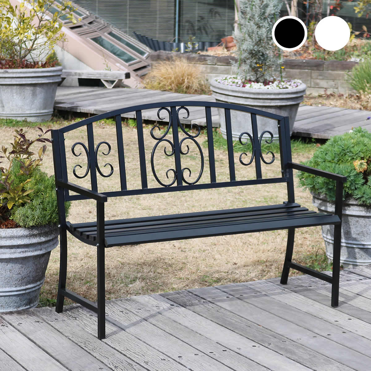 楽天市場】アイアンベンチ レヴェリ IB-120 かわいい ベンチ ガーデン