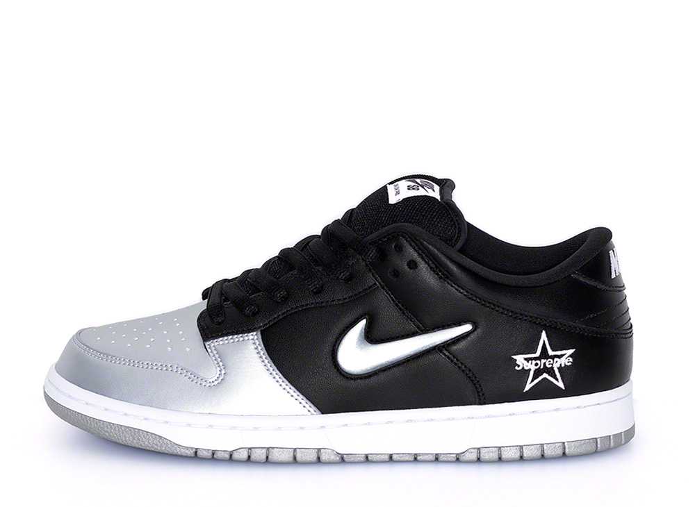 【百貨店大売り出し】1000円クーポン券振り出し！Nike シュプリーム × ナイキ ダンク 置き目 メタリック しろがね色/黒いこと ナイキ CK3480-001 メンズ スニーカー 駈けっくらシューズ 21SN-CK3480-001
