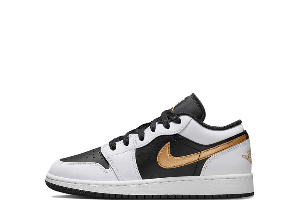 【今だけ500円割引クーポンあり!!】Nike ナイキ GS エアジョーダン1 ロー ホワイト/ブラック/メタリックゴールド ナイキ 553560-172 大人も履ける キッズモデル ウィメンズ レディース スニーカー ランニングシューズ キッズスニーカー ベビーシューズ 21SN-553560-172