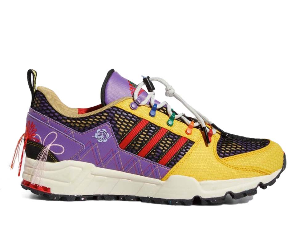 【百貨店大売り出し】1000円クーポン券振り出し！adidas ショーン・ウェザースプーン × アディダス EQT 受け支える93 黒板ゴールド/赤いこと/アクティブパープル アディダス GX3893 メンズ スニーカー 駈けっくらシューズ 21SN-GX3893