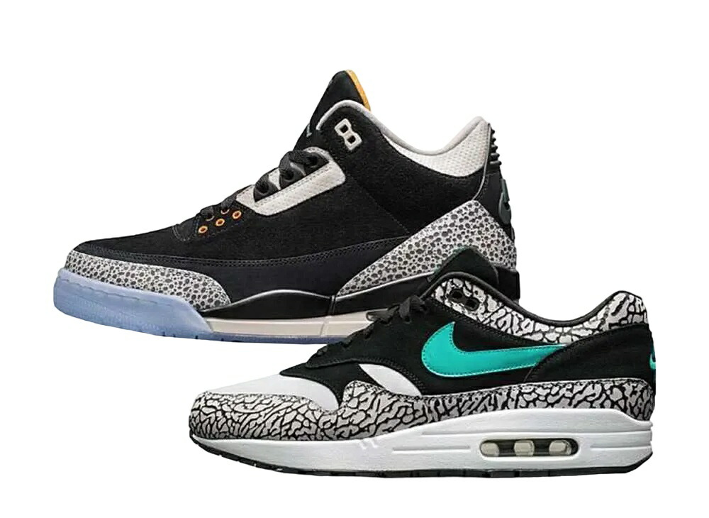 【今だけ500円銀行割引クーポン券あり!!】Nike アトモス × ナイキ エアジョーダン3 レトロ \u0026 エア湖マックス1 アトモスパック ナイキ 923098-900 メンズ スニーカー 駈けっくらシューズ 21SN-923098-900