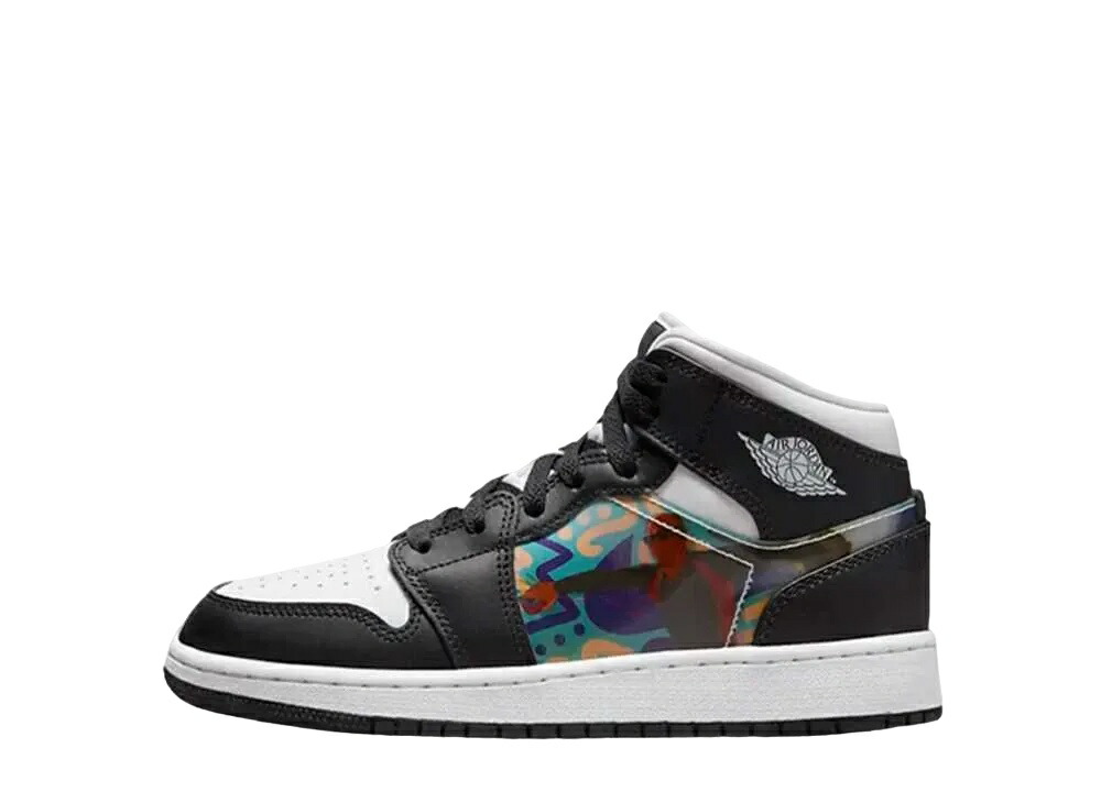【百貨店大売り出し】1000円引き換え証ふり出し！Nike ナイキ GS エアジョーダン1 Mid 黒いこと/うす暗い 調和 ナイキ DR9495-001 成年者も履ける キッズモデル ウィメンズ レディース スニーカー 駈けっくらシューズ キッズスニーカー もの言う花シューズ 21SN-DR9495-001