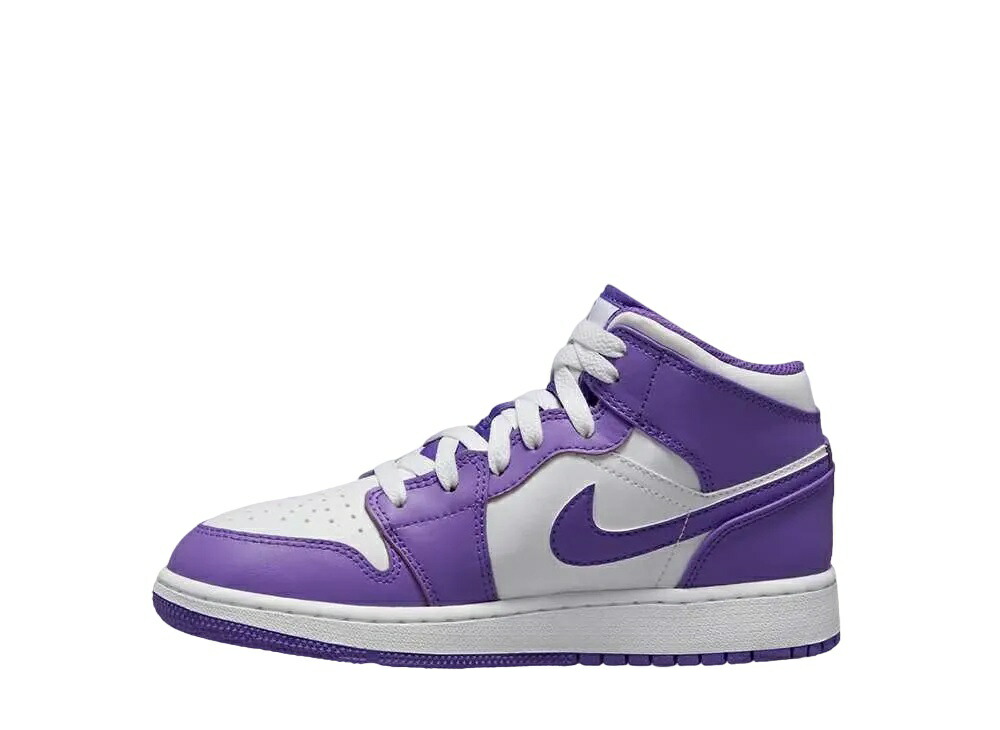 【今だけ500円割引クーポンあり!!】Nike ナイキ GS エアジョーダン1 ミッド ホワイト パープル ナイキ DQ8423-511 大人も履ける キッズモデル ウィメンズ レディース スニーカー ランニングシューズ キッズスニーカー ベビーシューズ 21SN-DQ8423-511