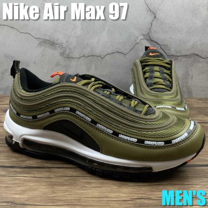 【今だけ500円銀行割引クーポン券あり!!】Nike アンディフィーテッド × ナイキ エア湖マックス97 “オリーブ“ Nike Air Max 97 “Undefeated Black Militia Green (2020)“ ナイキ アンディフィーテッド × ナイキ エア湖マックス97 DC4830-300 メンズ スニーカー 駈けっくらシューズ