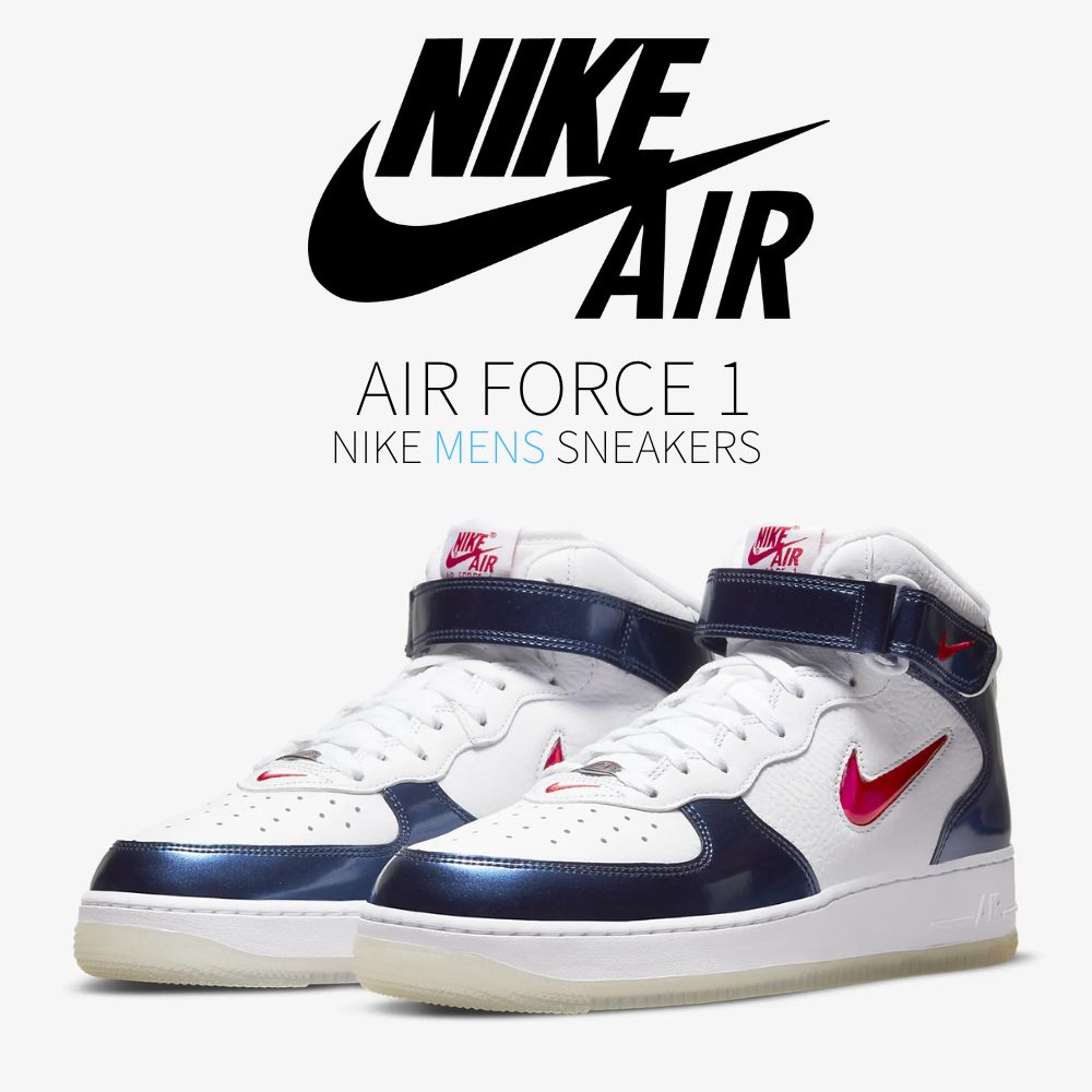 【百貨店大売り出し】1000円クーポン券振り出し！Nike ナイキ 空軍1 ミッド QS “最高学府 赤いこと アンド 夜夜中 米国海軍“ Nike Air Force 1 Mid QS “Independence Day“ ナイキ 空軍1 ミッド QS DH5623-101 メンズ スニーカー 駈けっくらシューズ