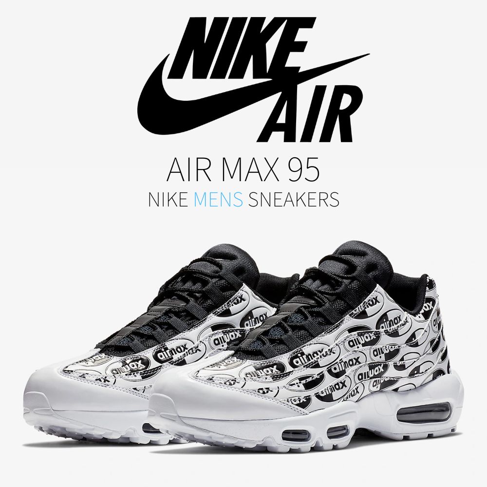 【今だけ500円銀行割引クーポン券あり!!】Nike ナイキ エア湖マックス95 割り増し金 ロゴタイプ容器に並べる “白いこと/黒いこと“ Nike Air Max 95 “All Over Print White Black“ ナイキ エア湖マックス95 割り増し金 ロゴタイプ容器に並べる 538416-103 メンズ スニーカー 駈けっくらシューズ