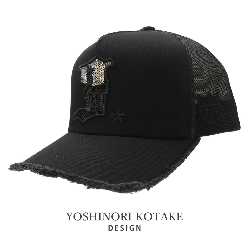 ヨシノリコタケ　ロンハーマンスパンコール「R」ロゴ ブラックキャップ ヨシノリコタケ ロンハーマンスパンコール「R」ロゴ ブラックキャップ