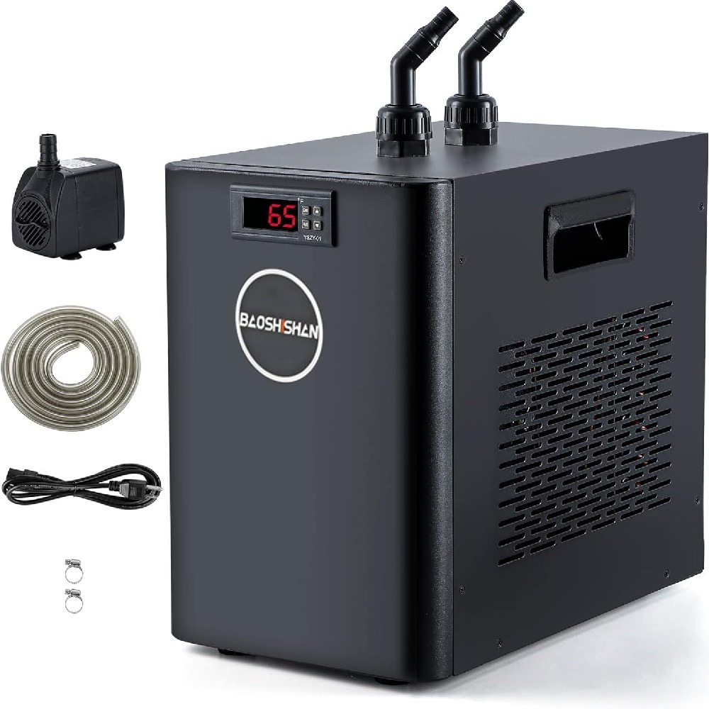 水槽クーラー 水槽冷却クーラー 160L チラー式ウォータークーラー デジタルディスプレイ ポンプ付き 循環式クーラー 騒音が小さい 5-36℃調整可能 家庭用 水族館や魚屋や養魚場に適用 110V 黒い|freundschaft
