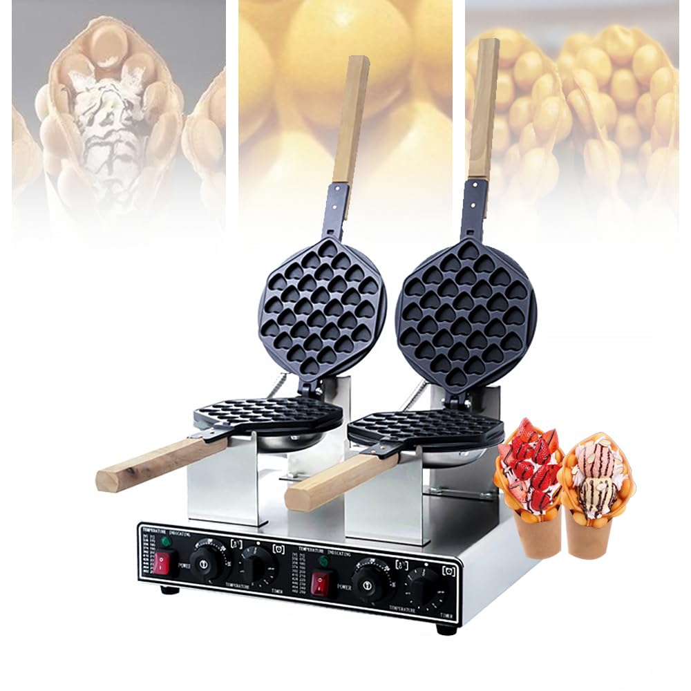 楽天市場】業務用バブルワッフルメーカー 2列 180°回転可能 両面焼き