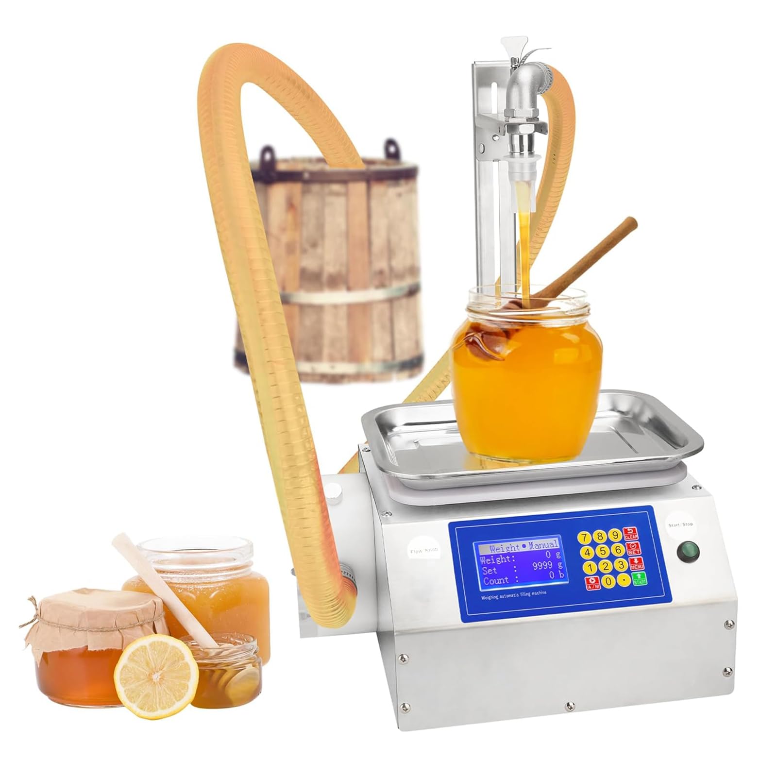 高粘度液体充填機 10-3000ml対応 3.5L/分 デジタル計量±2g 食品級ステンレス 自動減速/防滴漏 業務用(蜂蜜・シャンプー・接着剤対応)|freundschaft