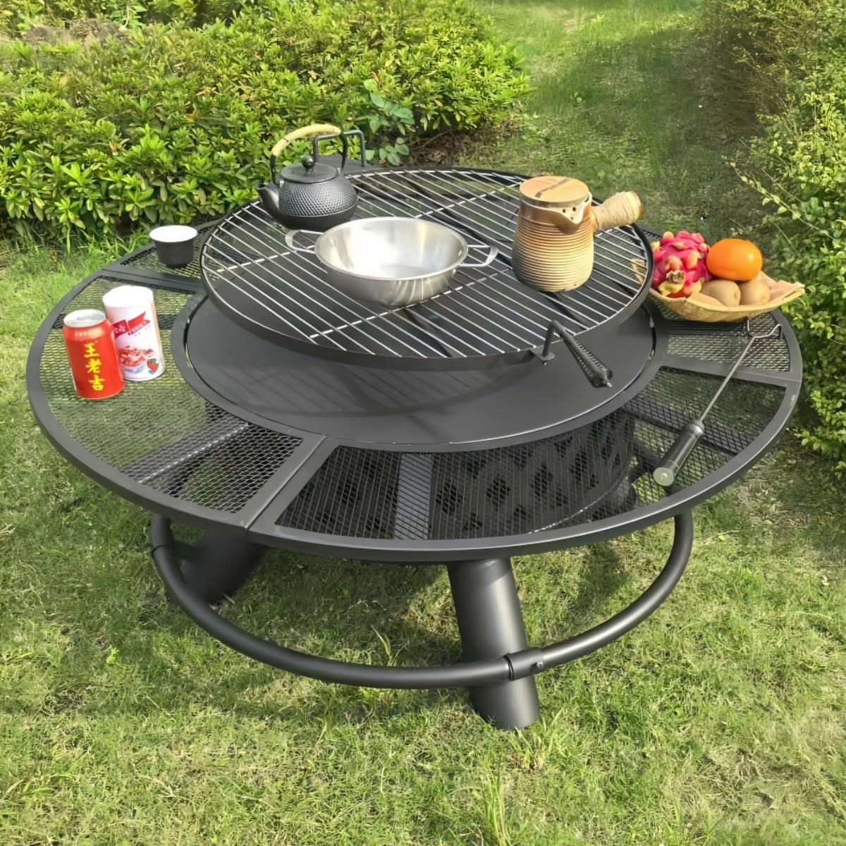 楽天市場】【送料無料】BBQグリル付！ 特大 アウトドア用 焚き火台