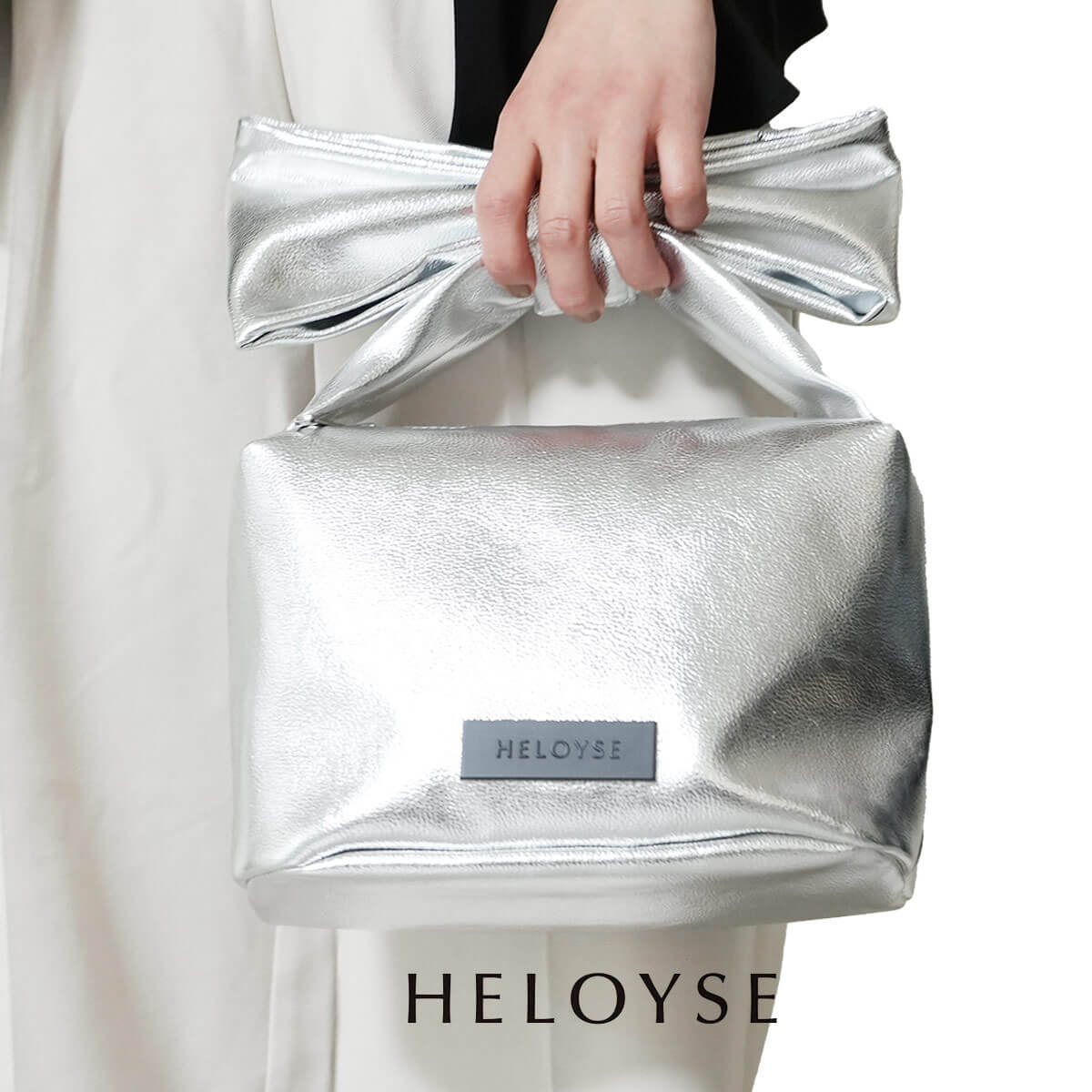 【LINE登録⇒クーポン配布中】 ハンドバッグ バッグ レディース H-305 HELOYSE エロイーズ リボン 型 baggu メタリック 手持ち リボンハンドル かわいい 大人 GIFT 新着商品