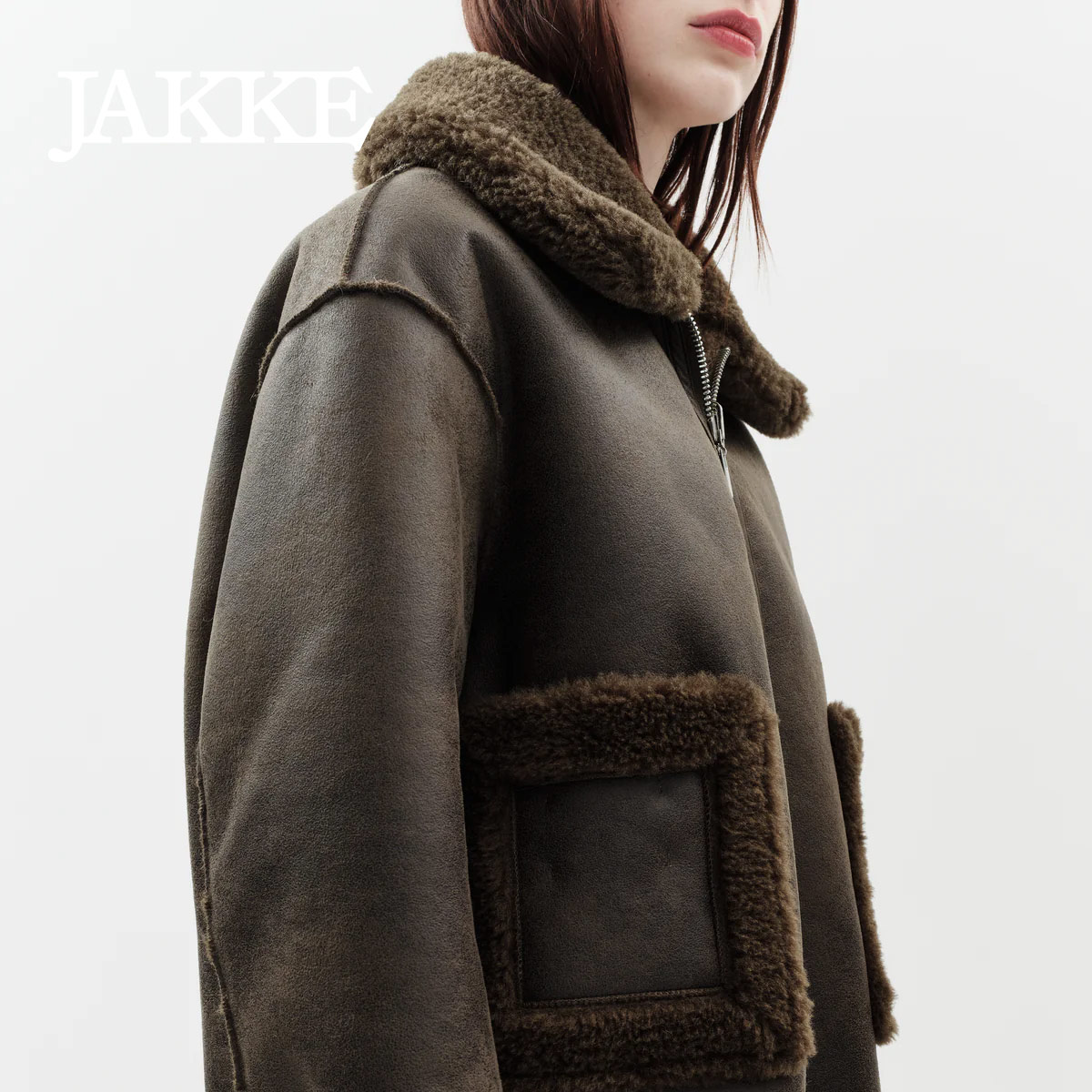 【SALE⇒50%OFF】 ジャケット ブルゾン レディース リバーシブル ジャッキー Jakke VERA boa Jacket ボアジャケット ムートン エコ 軽量 ボックス シルエット ボリューム サステナブル ヴィーガンレザー 雑誌掲載 新着商品