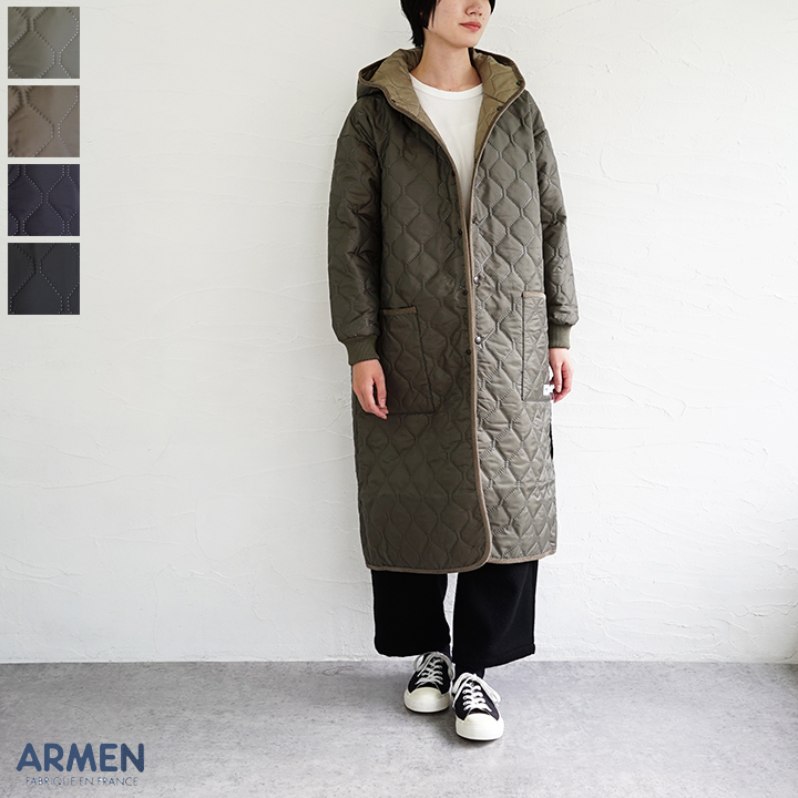 軽量 キルティング フリース COAT OVERSIZED HOODED WITH アーメン