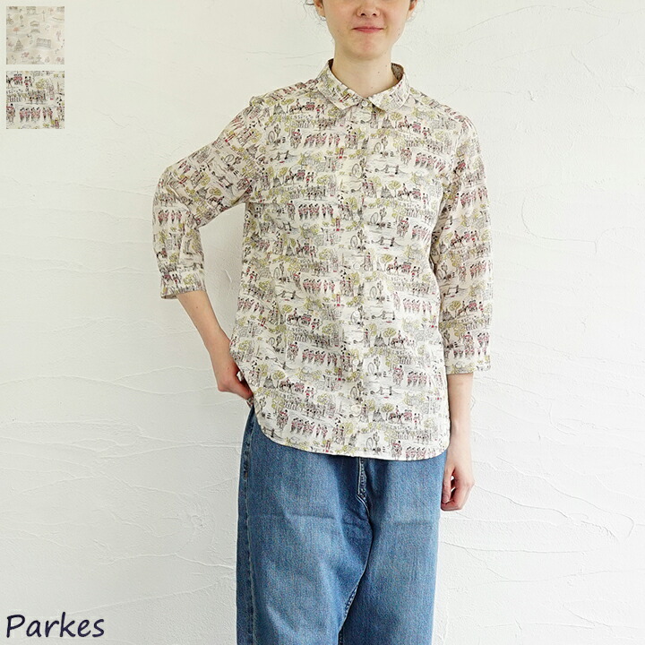 【送料無料】【ゆうパケット対応】Parkes（パークス) LIBERTY 街プリントシャツ