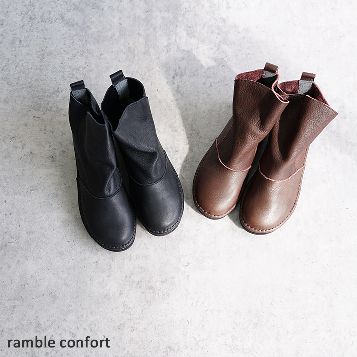 は自分にプチご褒美を コンフォート ramble ランブル comfort オイルシュリンクレザーアンクルブーツ レディース靴