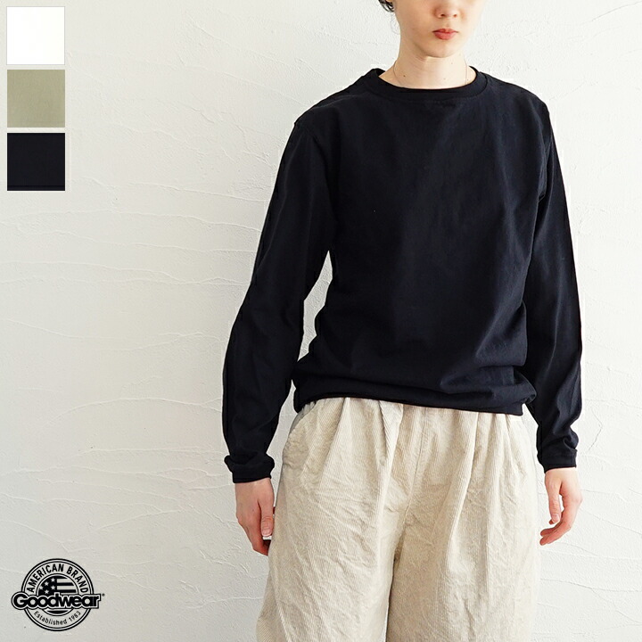【貨物輸送無料】Good wear（好ましい御召しもの) CREW NECK L/SL WITH CUFF \u0026 HEM RIB