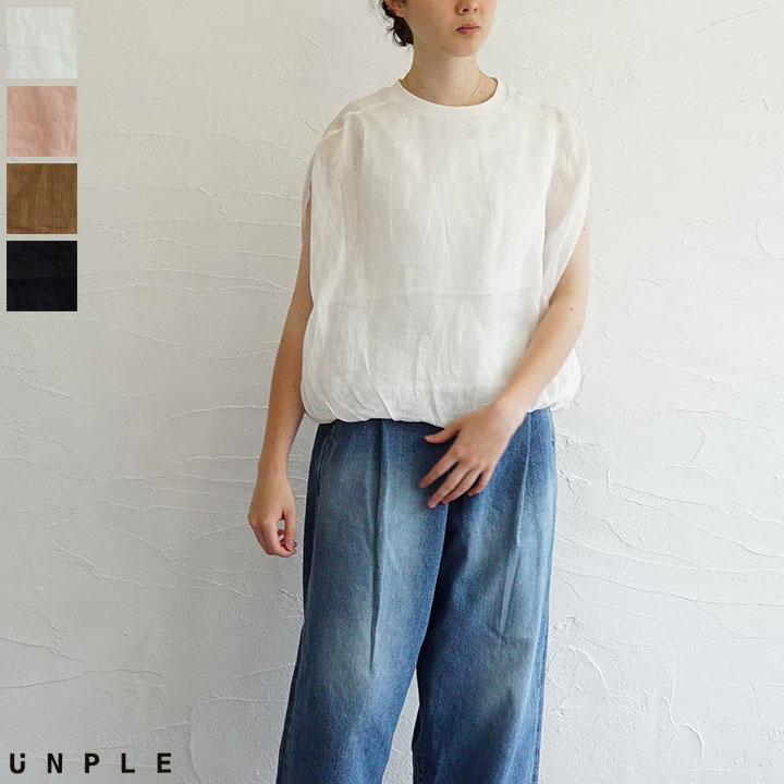 【貨物輸送無料】【ゆうパケット相応う】UNPLE(アンプル)  リネンバルーンブラウス
