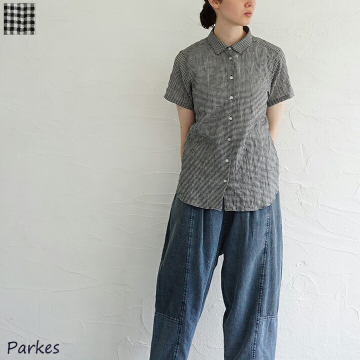 【貨物輸送無料】【ゆうパケット相応う】Parkes（基準打数クス) ギンガム照合のしるし半袖プルオーバー