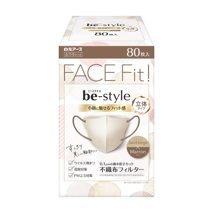 【楽天市場】ビースタイル バイカラーマスク サンドベージュ x マロン 80枚 - BE-STYLE Bicolor MASK Sand ...