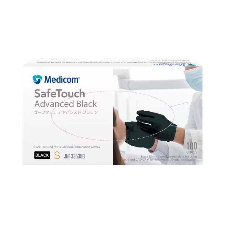 ARメディコム セーフ触れ合う アドバンスド黒いこと ニトリルグローブ 100枚入り口・入口 x 10箱 - Medicom SafeTouch Advanced Black Nitrile Gloves 100P x 10 Pack