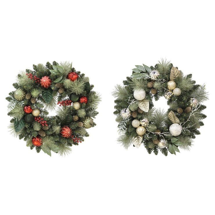 61cm クリスマスリース 2色展開 - 24in Unlit Wreath - 2colors