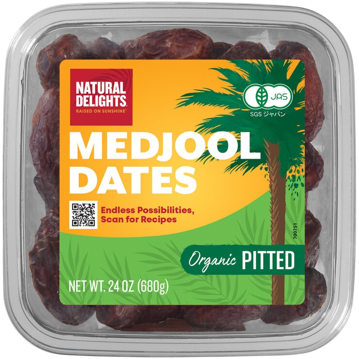 オーガニック種なしデーツ 680g - ORGANIC PITTED DATES 24OZ マジョール種 ナチュラル 米国心臓協会認定 グリホサートフリー 大粒 エネルギー補給 スナック お菓子作り用画像