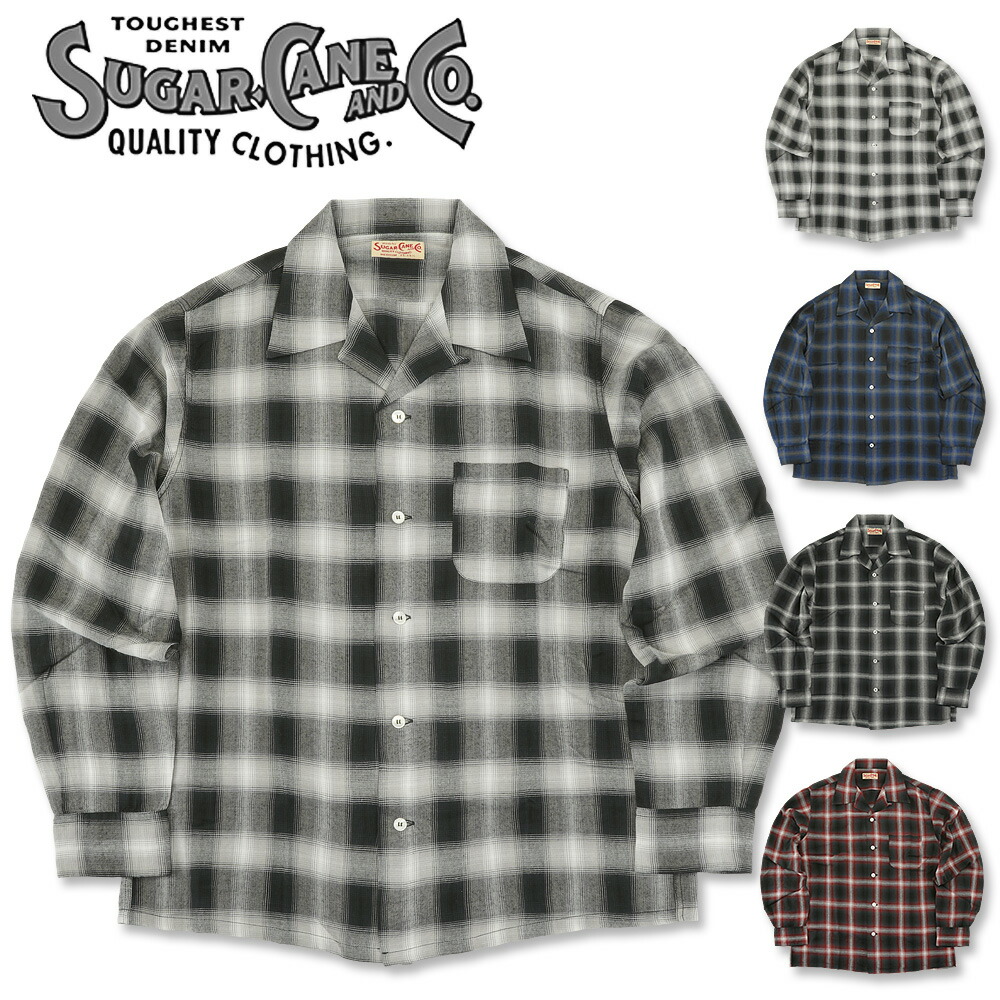 SUGAR CANE (シュガーケーン) 人絹 オンブレー 照合のしるし 開けはなし プルオーバー [SC29120](長袖 薄っぺら オンブレーチェック アメカジ メンズ 日本製)