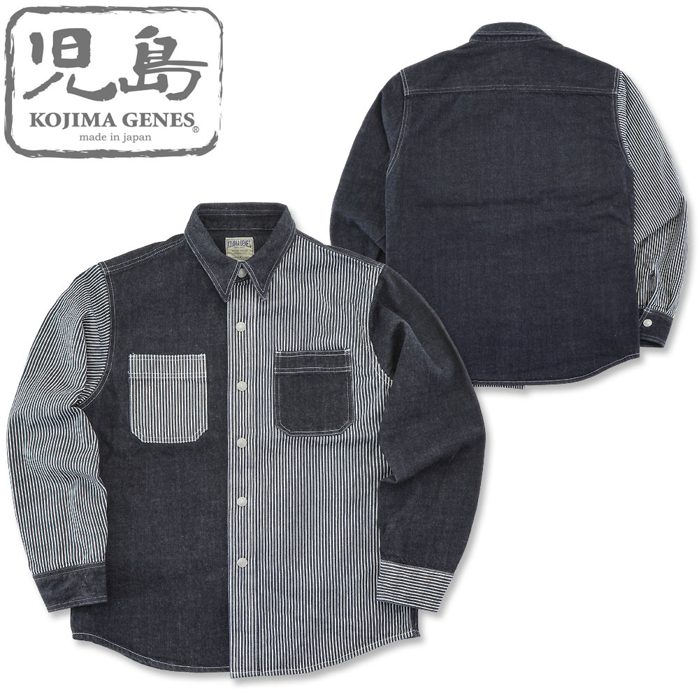 児島デニム (KOJIMA GENES) マルチ ジャズバンド 細工物ティーシャツ [RNB-281S](長袖ティーシャツ/ジーンズティーシャツ/ヒッコリー/日本製/岡山/児島/アメカジ/KOJIMA JEANS/RNB281S)