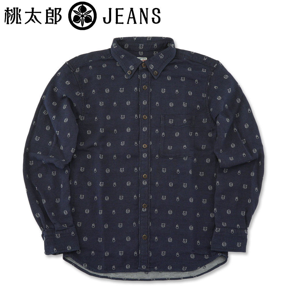 桃太郎ジーンズ　パッチワーク　デニム　長袖シャツ 桃太郎ジーンズ MOMOTARO JEANS 出陣 5oz セルビッチ