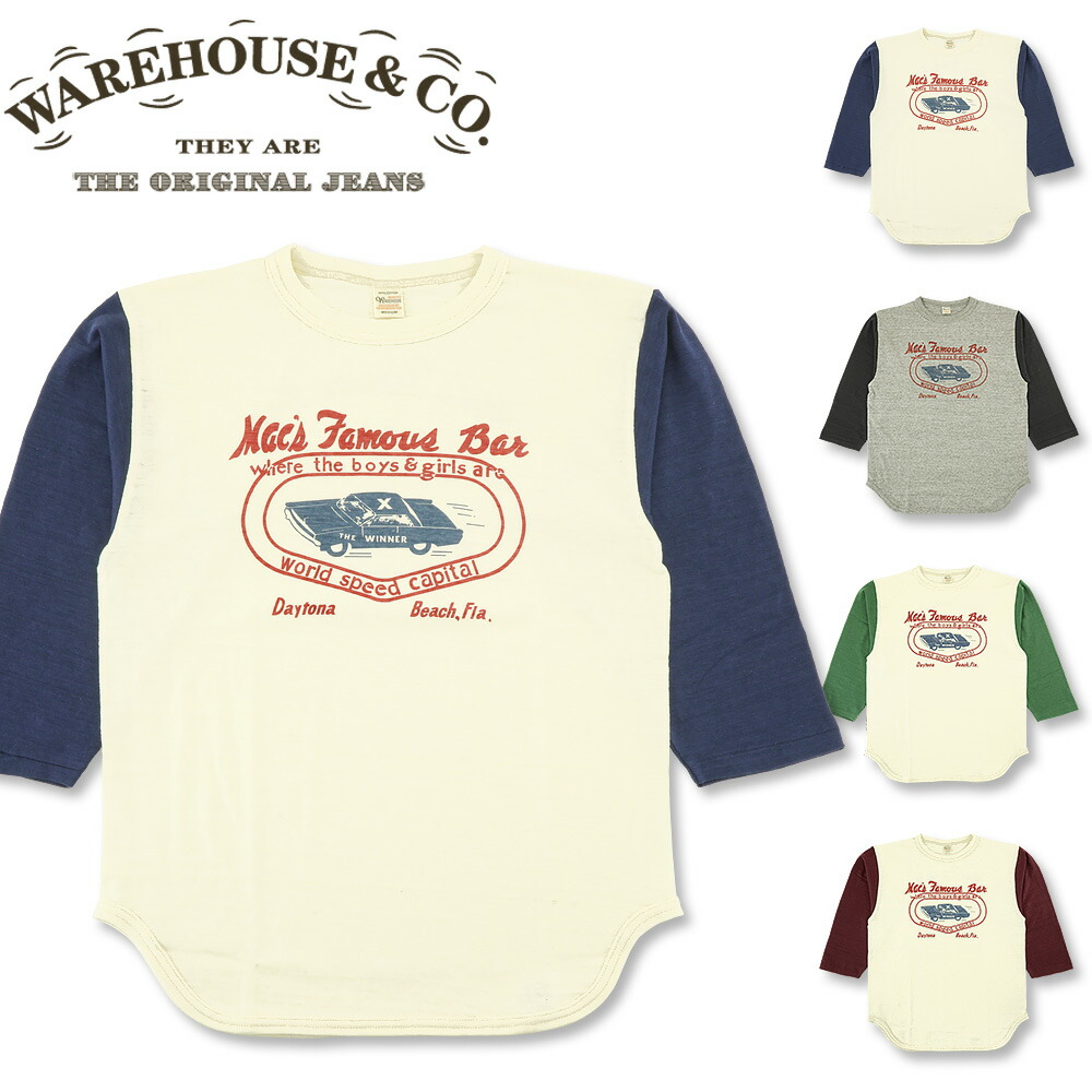 WAREHOUSE (お召しもの棲み家) Lot 4800 七分袖 野球 プルオーバー MAC’S FAMOUS BAR [4800MAC] (ノンウォッシュ 7分袖 プルオーバー 日本製 刷り上げる 今めかしい 表どおり アメカジ メンズ)