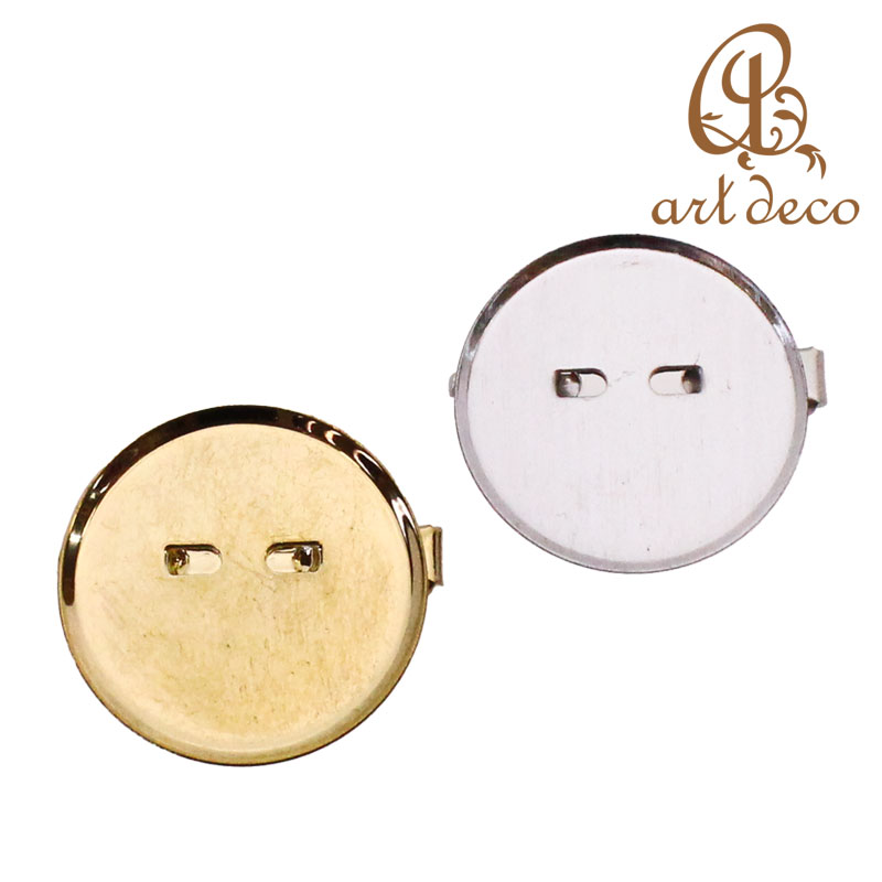 ブローチ バッジ 円形 丸 板付き 内径25mm 5個 アクセサリー パーツ ハンドメイド オリジナル 材料 金具 装飾 カラワク 空枠