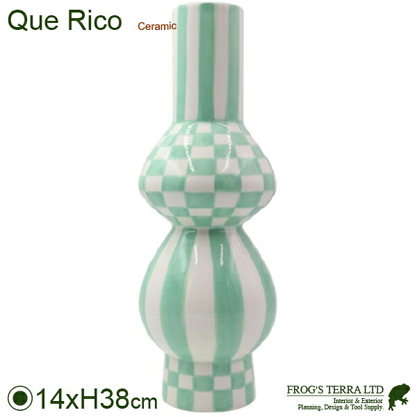 カプリエラスクエアーズ＆ストライプス Que Rico Pomme Pidou（直径14.5cm×H38cm）穴なし（陶器） 一輪挿し 花器