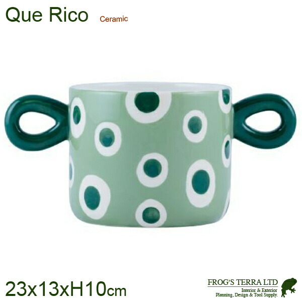 マリアナダンシングドッツ Que Rico Pomme Pidou（W23.5cm×D13.5cm×H10.5cm）穴なし（陶器） 鉢カバー 花器